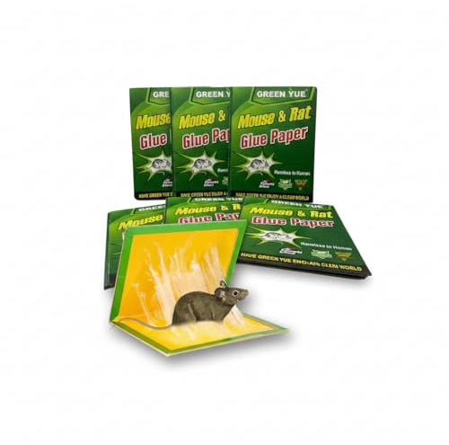 Trampas Adhesivas para Ratones y Ratas - Placas de Pegamento Ultra Eficaces Sin Químicos - Control de Plagas para Hogar Interior y Exterior - Fácil Uso y Seguro (6)