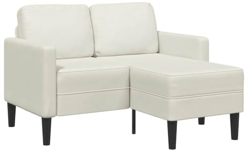 GeenYuu 2-Sitzer-Sofa mit Chaiselongue L-Form, Creme Samt, 125 cm Breite, Robuster Metallrahmen, Gemütliches Wohnzimmer