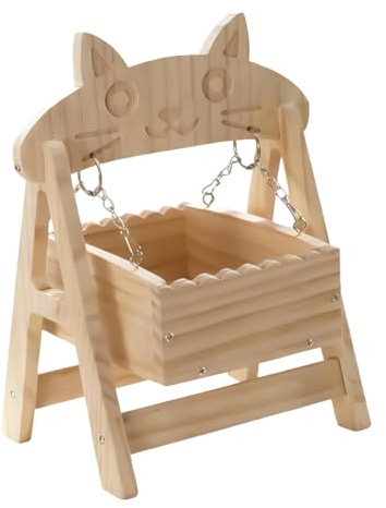 Générique Kojetter och gömställen för hamstrar | burtillbehör för små djur av trä, säker att gnaga – gömställe och hängmatta för gnagare, racermöss, chinchilla, dvärgkoja och