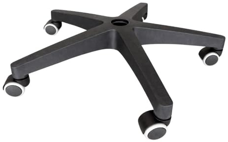 GALIZIA PRIME - Base Sedia Ufficio a 5 Razze Nera, Ricambio Sedia Ufficio con 5 Ruote Piroettanti in Gomma, Caratteristiche: Ø 640 mm; Ruote da 50mm con Perno Innesto 11mm