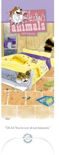 Carousel Worldwide Alison’s Animals 2027 Slim Wall Calendar, 12-Month Calendar, Whimsical Animal Illustrations