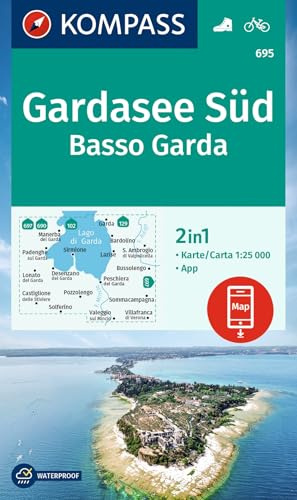 KOMPASS Wanderkarte 695 Gardasee Süd, Basso Garda 1:25.000: 3in1 Wanderkarte inklusive Karte zur offline Verwendung in der KOMPASS-App. Fahrradfahren. Skitouren. Langlaufen.