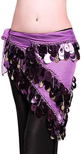 ROYAL SMEELA Bauchtanz Hüfttuch Sexy Kostüm Damen Tanz Umhüllt Rock Flamenco Zigeuner Silber Münze Dreieck Hüften Schals Kleid Münztuch Übungskleidung Gürtel