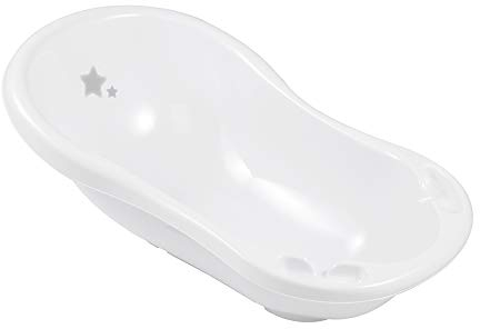 keeeper Bañera Ergonómica con Tapón Stars, De 0 a 12 Meses, 84 cm, Maria, Blanco