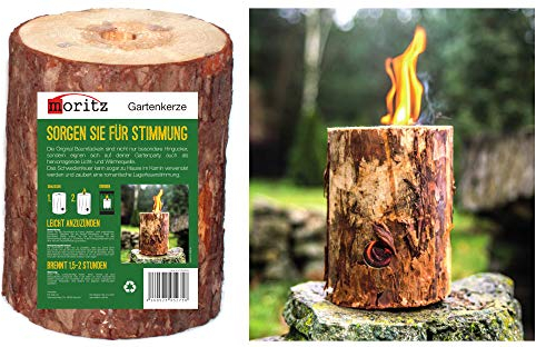 Moritz Antorcha para árbol de madera con mecha de encendido, 25 cm de alto, color marrón