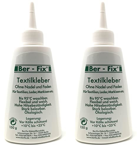 Ber-Fix Textilkleber 150g Starker Stoffkleber für Baumwolle, Leinen & Leder, Waschbar, Flexibel, DIY Reparaturen