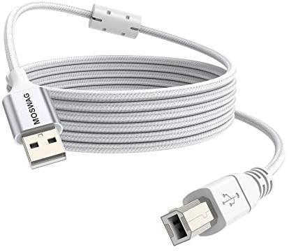 MOSWAG Cavo per stampante USB da 3 m, cavo USB 2.0, tipo A a B, resistente ad alta velocità, per HP, Canon, Dell, Epson, Lexmark, Xerox, Brother, Samsung e altro ancora