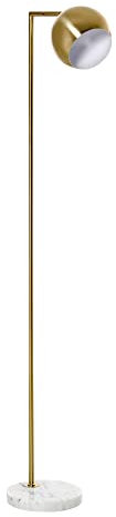 HOMCOM Lampada da Terra Moderna Base Rotonda in Marmo e Paralume Regolabile Lampada da Salotto e Camera Vintage, E27 40W, Oro