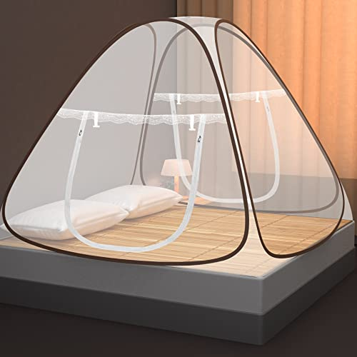 Faburo Moskitonetz Bett Pop Up Tragbares 150 X 200 X 150cm Faltbares Tragbares- Doppeltür-Moskitonetz mit Aufbewahrungstasche für Reise und Zuhause