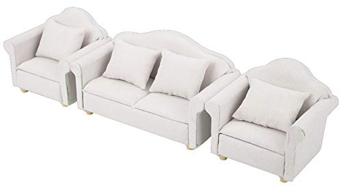 CHICIRIS 3-teiliges Couch, 1:12 Mini-Möbel, handgefertigt, Sofakissen-Set, Weiß