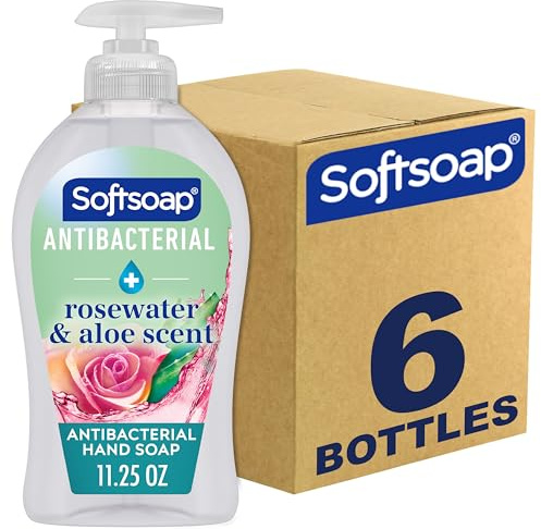 Softsoap Antibacterial Hand Soap, Rosewater & Aloe Scent, 11.25 oz (6 Pack)