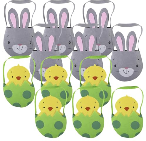 Easter Accessories - Easter Egg Hunt Felt Bag Games Party Bag - Bunny and Chick Hunt Bags - Decorations and Accessories For Kids (12)