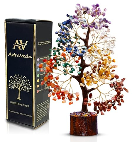 AstraVeda 7 Chakra Crystal Tree of Life – Feng Shui Gemstone Tree for Positive Energy, Meditation, Healing Crystals, Spiritual Décor & Mindfulness Gifts
