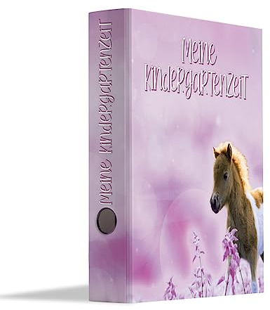 Friendly Fox Pferde Sammelordner Kinder, Erinnerungen Kindergarten Meine Kindergartenzeit Ordner DIN A4 Ordner für 350 Blatt, Rückenbreite 5,6 cm