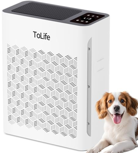 Tolife Air Purifier Large Room, HEPA Air Purifiers for Home Pets Hair with Washable Filter, Air Cleaner for Bedroom up to 1095 Ft² Dust Smoke Odor, Sleep Mode, Timer, White