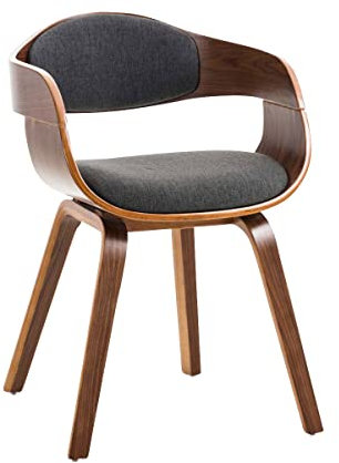 Décoshop26 Chaise de Bureau sans roulettes Visiteur en Tissu et Bois Design Retro et Confort Maximal Noyer Gris foncé BUR10547