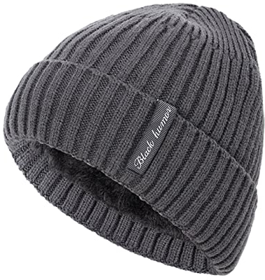 Varm höst stickad mössa för män och kvinnor och hatt vinterhattar slip-mössa, GRÅ, En Storlek