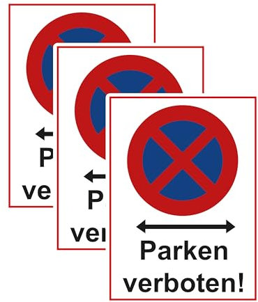 SL group - 3 Schilder Parken verboten! 20 x 30 cm aus stabiler PVC Kunststoff-Platte - Halteverbotsschild für Garage, Einfahrt & Parkplatz - Halteverbot-Schild für Privatgrundstück & Privat-Gelände