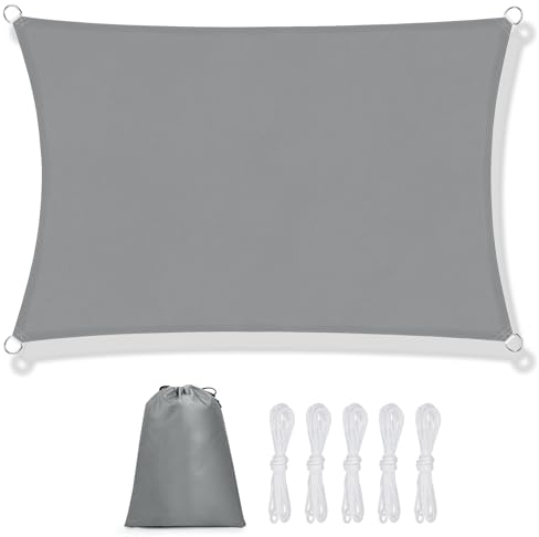Sonnensegel Rechteckig 2x3m, Sonnensegel 95% UV-Strahlen Blockiert Und Wasserdicht, Mit 5 Freiem Seil Für Rasenflächen, Gärten, Schwimmbäder, Partys Im Freien
