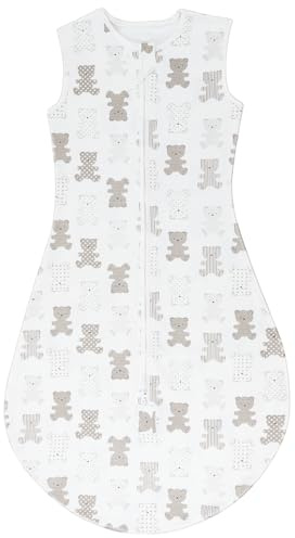 TOGOU2S Baby Sleeping Bag 0 to 6 Months, 0.5 Tog Sleeping Bag Baby 65cm, Soft Cotton Breathable Toddler Sleeping Bag, Baby Swaddle Wrap Newborn, Bear Print