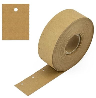 POKORNYS - 1.000 blanko Kartonetiketten mit Loch (30 x 40 mm) Kraftpapier I perforierte Etiketten zum Beschriften auf einer Rolle I Preisschilder mit 3 mm Lochung für Sicherheitsfäden & Heftfäden