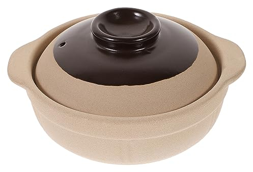 ABOOFAN Olla De Barro Para Cocina Sola Superficie Lisa Antiadherente Resistente Al Calor Para Estofados y Guisos Diseño Con Asas Dobles Para Uso Doméstico y Restaurante Capacidad Para Pers