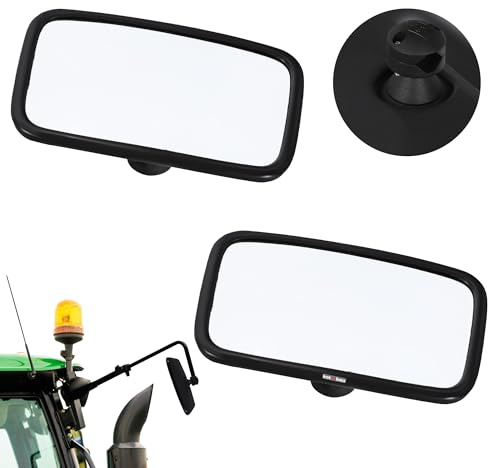 KOTARBAU® Espejo de tractor universal con soporte, 25 x 16,5 cm, PVC, 2 unidades, para tractor, retrovisores exteriores lisos, maquinaria agrícola