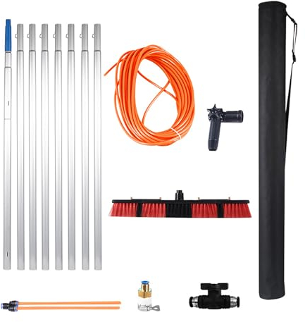MQZHUK Teleskop Waschbürste 3-12 Meter Teleskopstange Fensterreinigung aus Aluminium Teleskopbürste 55cm zur Reinigung von Solaranlage Terrassendach Wintergarten Reinigungsset PV Anlage Reinigung 12m