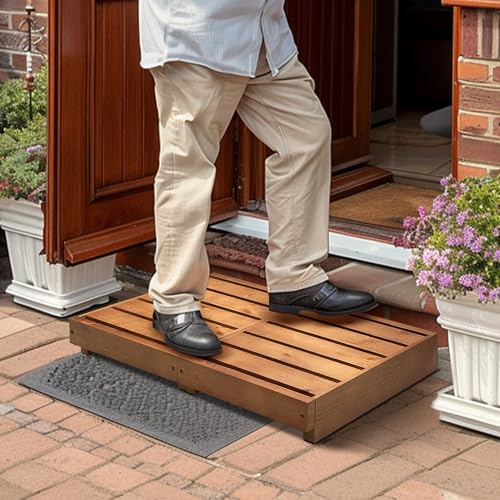 Koretech - 8,9 cm hoher Holz-Tritthocker, einstufige Plattform für Erwachsene/ältere Menschen, halbe Mobilitätsstufe für Badezimmer, Küche, Garten, rutschfeste Stufen im Freien
