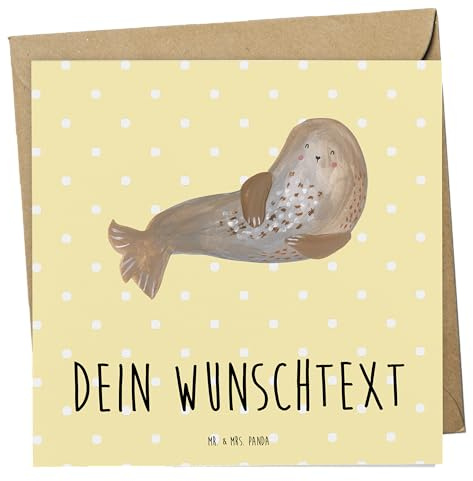 Mr. & Mrs. Panda Personalisierte Postkarte Robbe Lachen - Geschenke, karte personalisiert, Grußkarten, Robben, Lustige Sprüche, Karten, Ostsee, Strand, Seehund, Nordsee