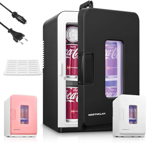 NORTHCLAN Mini Frigo da Camera 15L/21 lattine, Frigorifero Elettrico con Modalità Silenziosa ECO per Camera da Letto/Auto, Funzione Caldo/Freddo, Raffreddatore di Bellezza Portatile 12V/220V