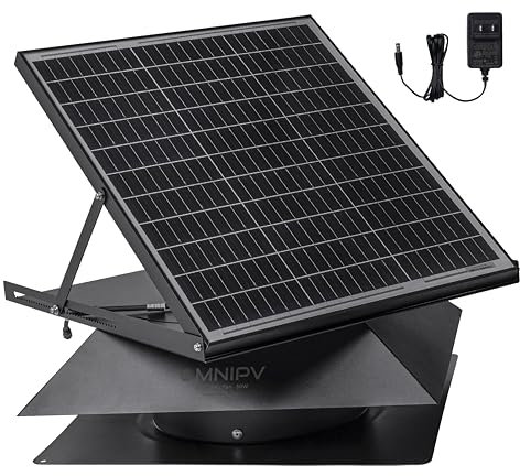 OmniPV Smart Hybrid Solar Attic Exhaust Fan Pro–USA Engineered with German Tech, 2850 CFM 50W Solar Panel, 40-104℉ Thermostat, Cool & Dehumidify up to 4000 ft². Weatherproof Roof Vent for Home, Shed