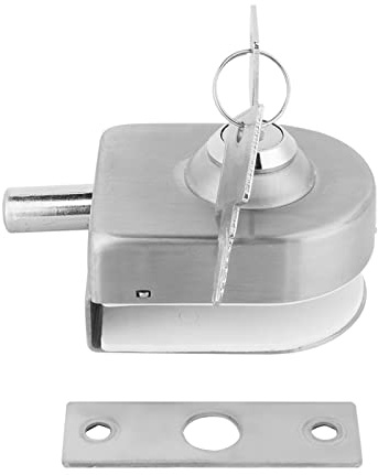Serrure de Porte en Verre, Serrure de Porte en Verre en Acier Inoxydable, Loquet de Sol sans Perçage, Serrure à Boulon Unique pour Porte en Verre de 10 à 12 mm, Armoire à Vin