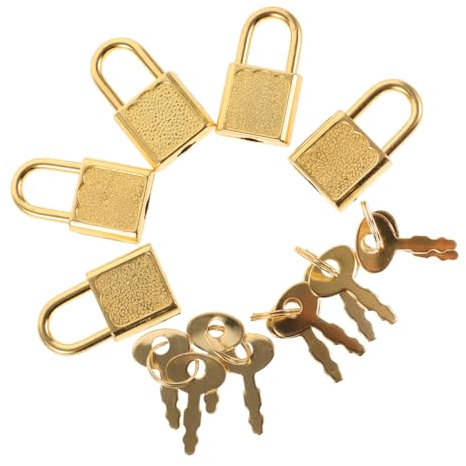 Vaguelly 5 Sets Mini Treasure Chest Locks Antique Keys Gold Plated Padlocks for Boys and Girls Jewelry Boxes and Pirate Treasure Chests for Halloween Decorations and