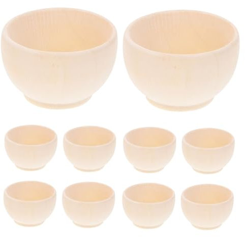 Cuenco de Madera en Blanco para Bricolaje 10 Piezas Caqui