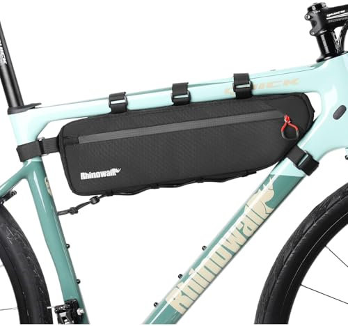 ENJOHOS Rahmentasche Fahrrad 2.7L Wasserdicht Rohrtasche Triangeltasche Fahrradtasche Rahmen Unterrohrtasche Dreiecktasche Fahrrad Tasche für Rennrad Road Gravel Bike Zubehör, Schwarz