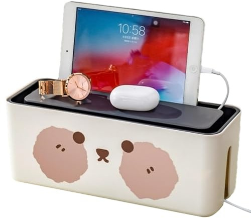 Tuxxjzm Kabel-Organizer-Box, Kabel-Organizer-Box, Ladekabel-Halter | Große Kabelbox, Kreative Kabelbox mit Deckel für Büro, Zuhause, Schreibtisch