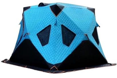 Tunnelzelte Wasserdichtes Winter-Outdoor-Camping-isoliertes Saunazelt, tragbare Pop-up-Eisfischerzelte Eisfischerzelt(Blue180*180 * 165cm)