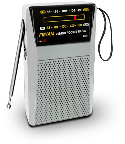 Kleines Tragbares Radio, AM/FM Batterie Radio in Taschengröße mit Hervorragender Empfangsqualität und Kopfhöreranschluss, Mini Kompaktes Walkman für Außen, Innen und Notfälle (Silber)