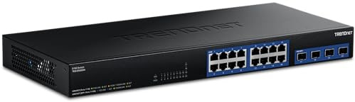 TRENDnet 20-Port 2.5G/Multi-Gig Switch with 10G SFP+ Ports, TEG-S50204, 16 x 2.5G RJ-45 Ports, 4 x 10G SFP+ Ports, 160Gbps, 1U Rack Mountable, NDAA TAA Compliant, Lifetime Protection, Black