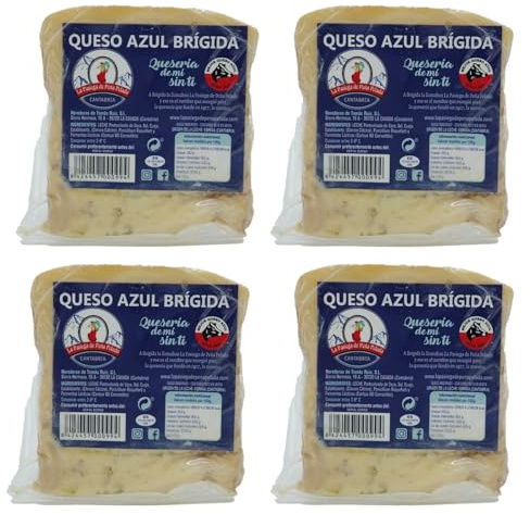 LA PASIEGA DE PEÑAPELADA Queso Azul Brígida, PACK 4 Cuñas 350 gr (aprox) Al vacío - Sabor Intenso y Cremoso - Elaborado con Leche Pasteurizada de Vaca - Calidad Artesanal Española