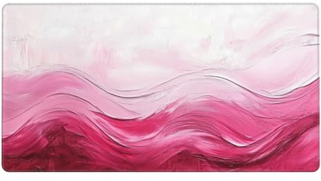 Gaming Mauspad XXL,600 x 300 x 3mm Mousepad Verlängertes Groß Mauspad Schreibtischauflage,Genähte Kanten rutschfeste Gummibasis,Verbessert Präzision Geschwindigkeit Home Office Rosa Aquarell L-5018