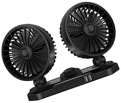 Homoyoyo Ventilador Eléctrico De Coche Doble Usb y Cabezal Giratorio Para Refrigeración Para Automóviles y Furgonetas