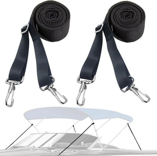 2 Piezas Negro Correa Bimini Barco, Accesorios Ajustables para Toldo de Barco, Correas Superiores Bimini para Canoa, Kayak, Yate