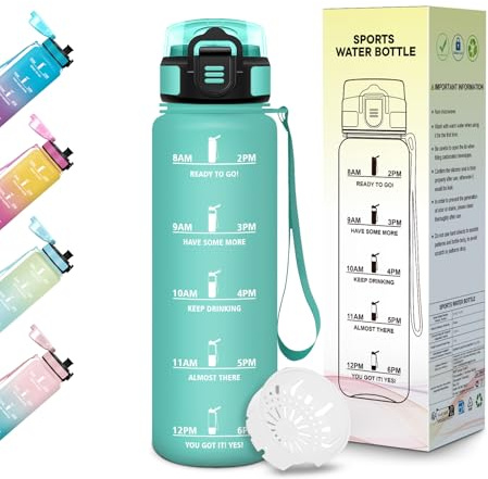 Motswedi Borraccia 500 ml, Senza BPA, Bottiglia Plastica, a prova di perdite, Borraccia Bambina, Adatta a Bevande Gassate, Bottiglia Ideale per Yoga, Scuola, Attività All'aperto - Blu verde
