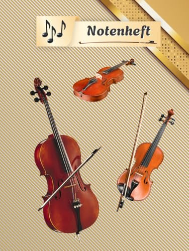 Notenheft Geige Notenbuch Cello Violine Musikunterricht Bratsche Notenlinienheft Große Lineatur Geigenunterricht Anfänger Violoncello Kontrabass ... da Gamba Notensysteme Musiker Rebec 01A07