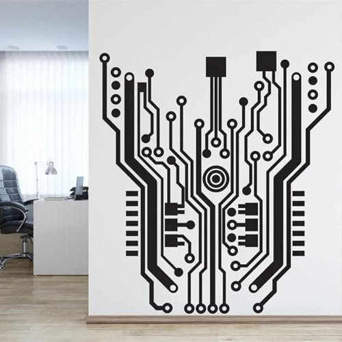 KGXUEDAO CPU Computer it Game Studio Software Wall Sticker Software Technology Circuit Board Children's Room playroom Office Art Decal