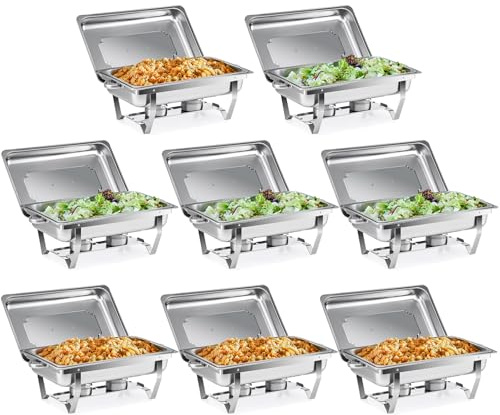 WJYTDHIQS Edelstahl Speisenwärmer Buffet Server 9L, Mahlzeit Chafing Dish Profi Set | Speisenwärmer | Wärmebehälter | Rechaud, für Partys Hochzeiten [Robust und hochwertig]