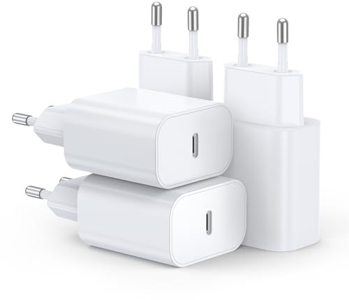 Seadmit 20W Chargeur USB C, Prise PD3.0 Compatible avec i-Phone 17/16/15/14/13 Plus Pro Max Mini, i-Pad, Air-Pods, Samsung Galaxy S25/24/23, Adaptateur USB C Rapide(4 Pack)