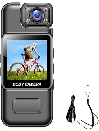 Denash Camera da Videoregistratore 4K, Lente Rotante a 180 °, Schermo del Display a Colori, Videocamera Tascabile Portatile per Riunioni, Ciclismo e Altro, con Obiettivo Rotabile a 180